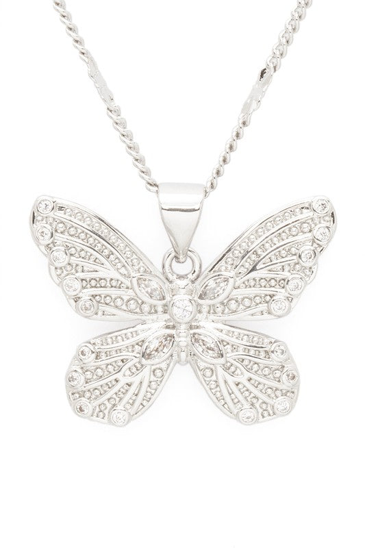 CZ Butterfly Pendant Necklace