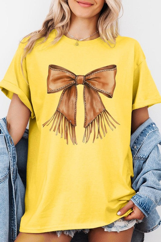 Western Cowgirl Bow Graphic Heavy Cotton Tee