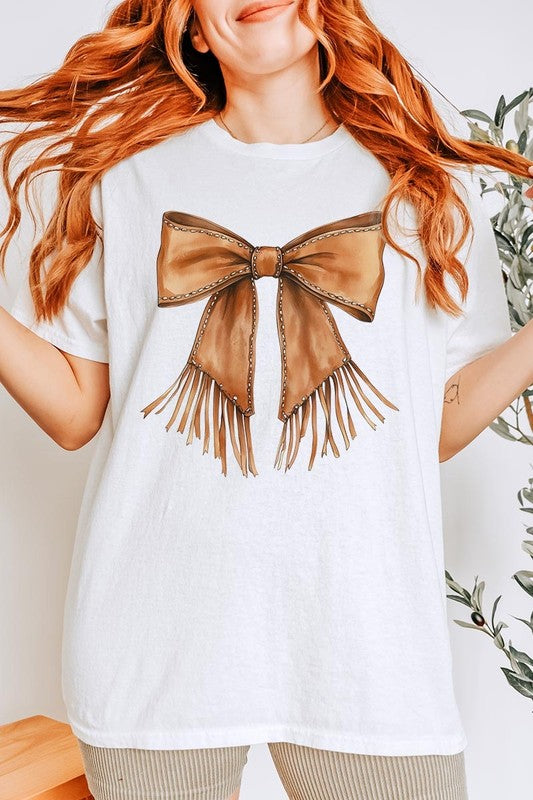 Western Cowgirl Bow Graphic Heavy Cotton Tee