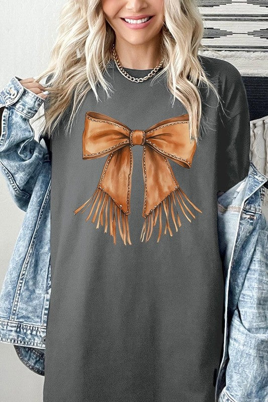 Western Cowgirl Bow Graphic Heavy Cotton Tee