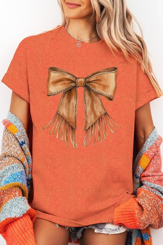 Western Cowgirl Bow Graphic Heavy Cotton Tee