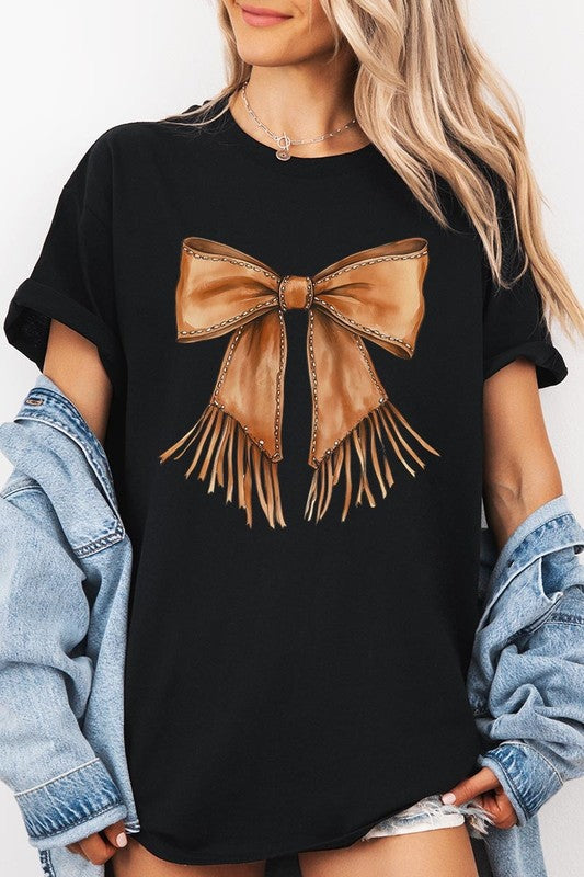 Western Cowgirl Bow Graphic Heavy Cotton Tee