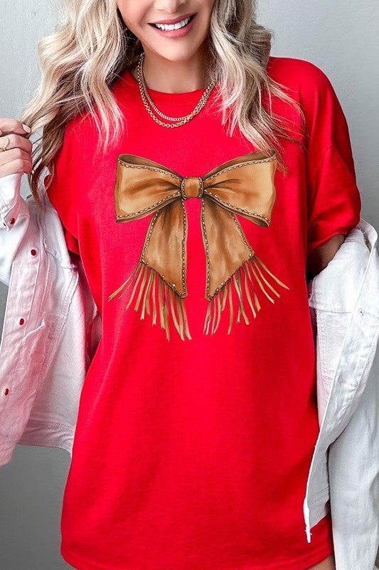 Western Cowgirl Bow Graphic Heavy Cotton Tee