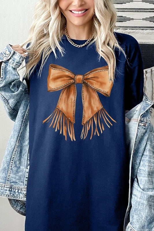 Western Cowgirl Bow Graphic Heavy Cotton Tee
