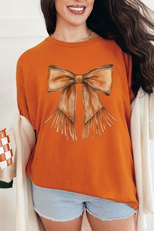 Western Cowgirl Bow Graphic Heavy Cotton Tee