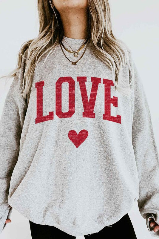 LOVE HEART VALENTINES GRAPHIC SWEATSHIRT