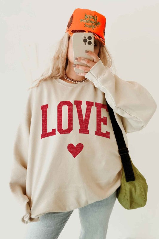 LOVE HEART VALENTINES GRAPHIC SWEATSHIRT
