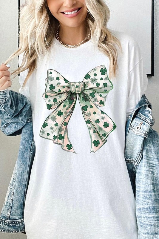 St Patrick's Day Bow Graphic Heavy Cotton Tee