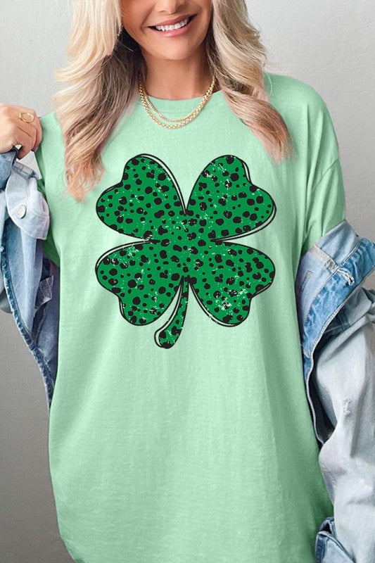 Dalmatian Four Leaf Clover Graphic Heavy Cotton T