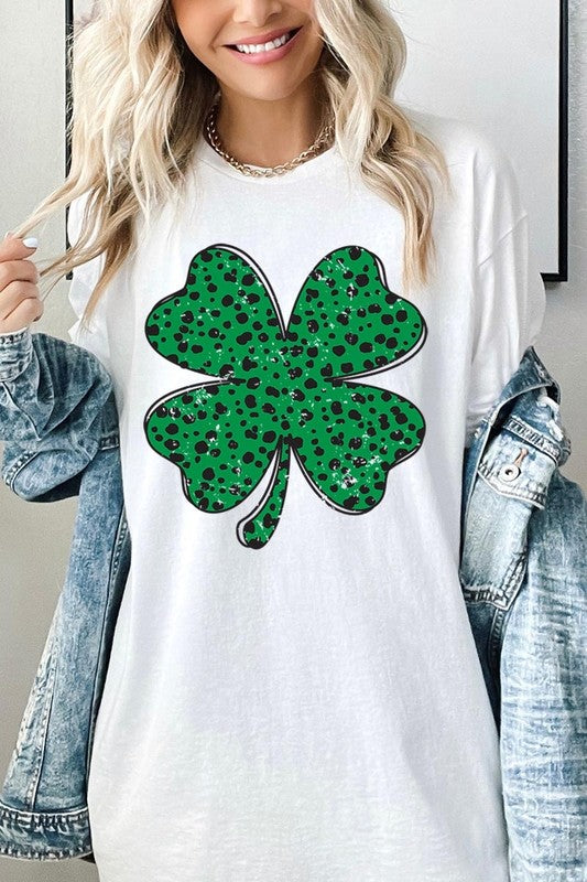 Dalmatian Four Leaf Clover Graphic Heavy Cotton T