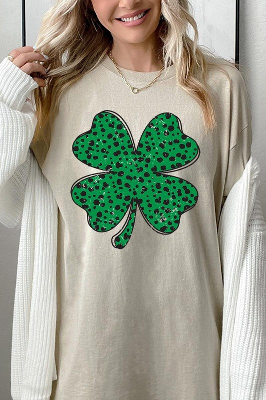Dalmatian Four Leaf Clover Graphic Heavy Cotton T