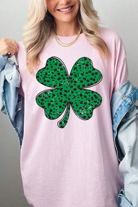 Dalmatian Four Leaf Clover Graphic Heavy Cotton T