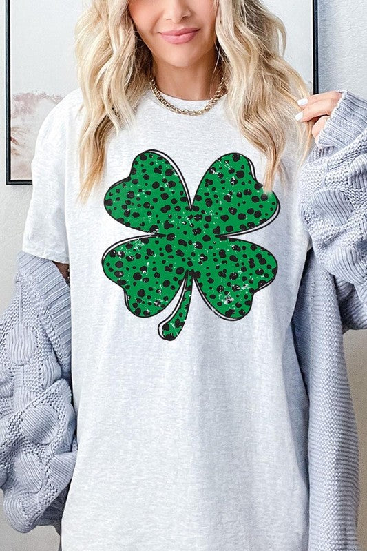 Dalmatian Four Leaf Clover Graphic Heavy Cotton T