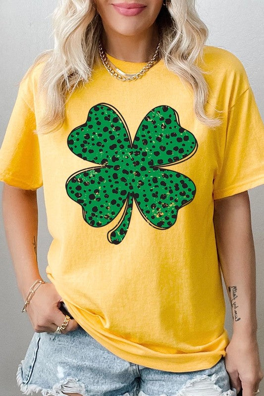 Dalmatian Four Leaf Clover Graphic Heavy Cotton T