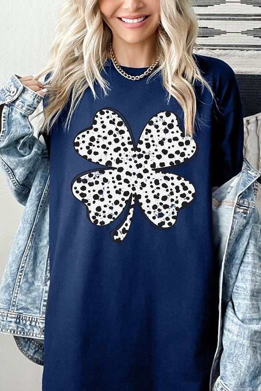 Dalmatian Four Leaf Clover Graphic Heavy Cotton T