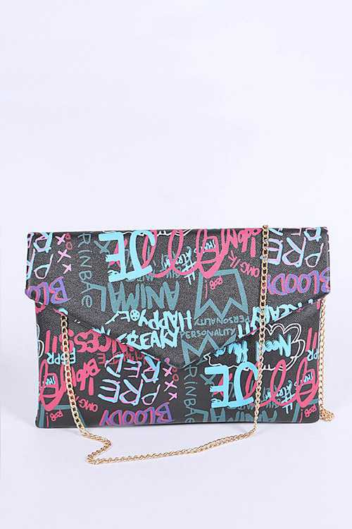 Graffiti Mix Color Iconic Envelope Clutch Bag