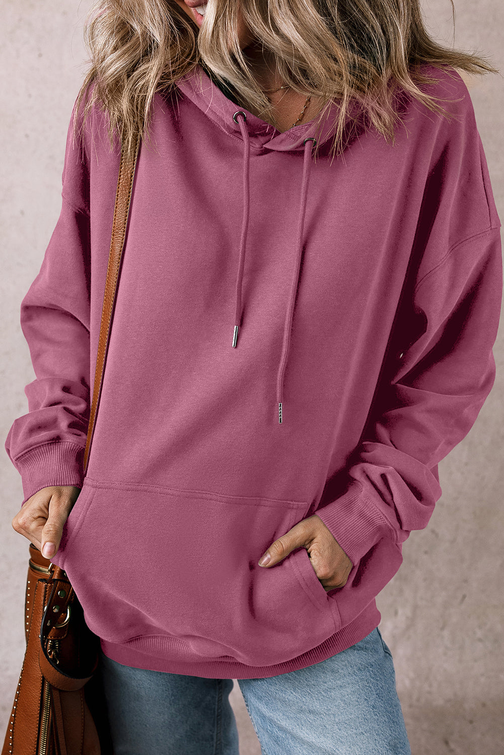 Light Grey Kangaroo Pocket Drawstring Oversized Hoodie