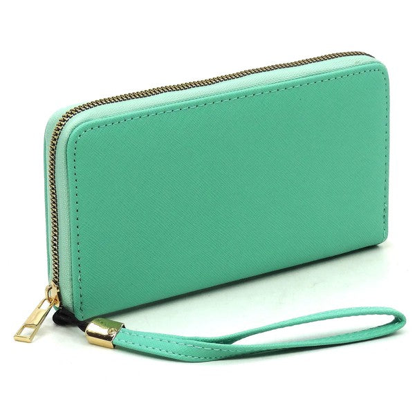 Saffiano Zip Around Wallet Wristlet