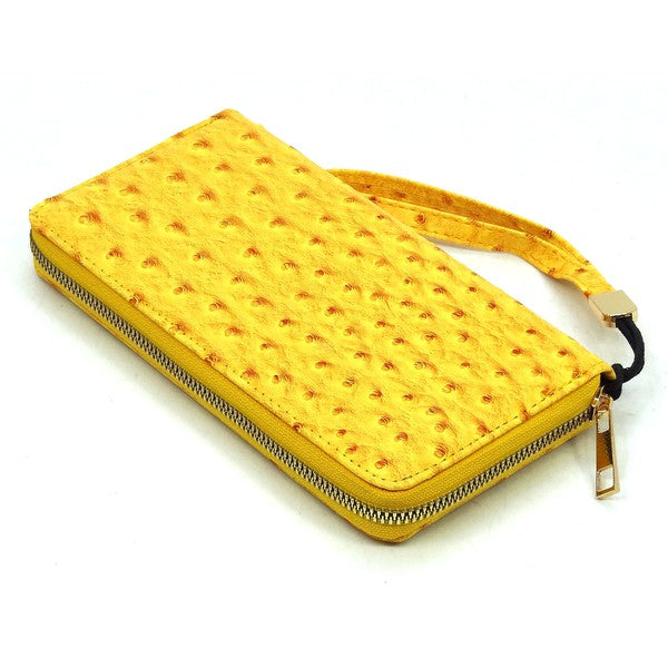 Ostrich Zip Around Wallet Wristlet