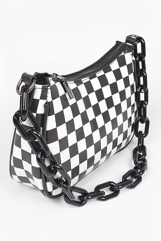 Checker Printed Convertible Shoulder Swing Bag