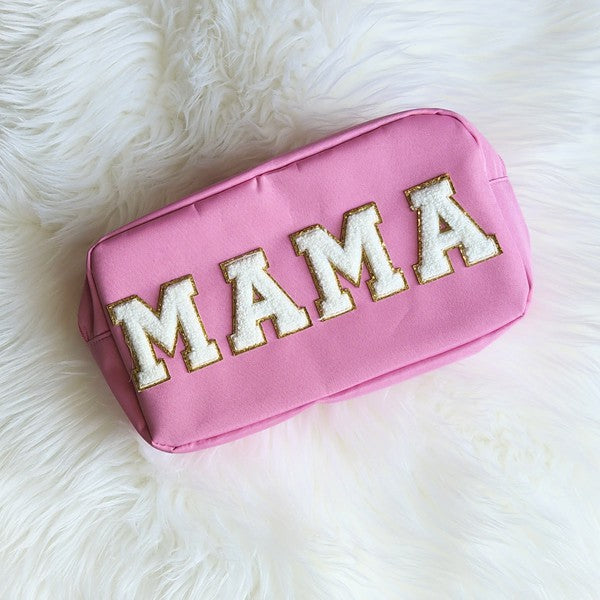 Mama Varsity Letter Patch Cosmetic Makeup Bag