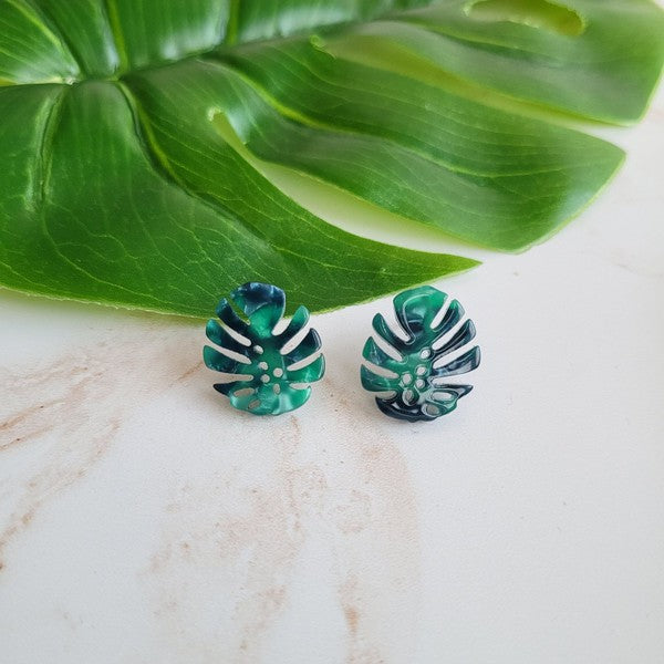 Monstera Leaf Studs