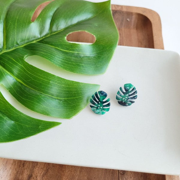 Monstera Leaf Studs