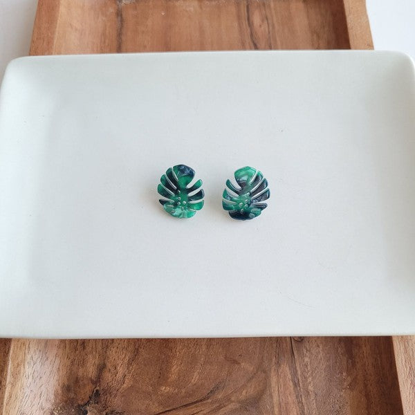 Monstera Leaf Studs