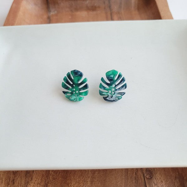 Monstera Leaf Studs