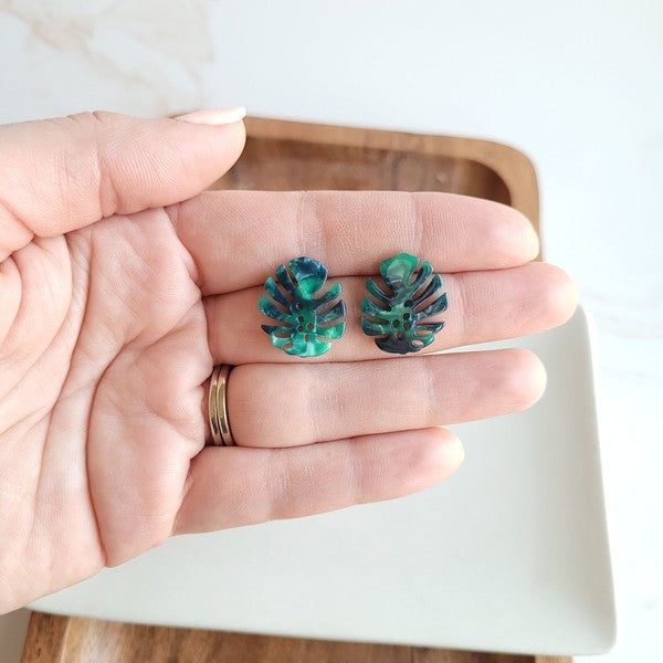 Monstera Leaf Studs