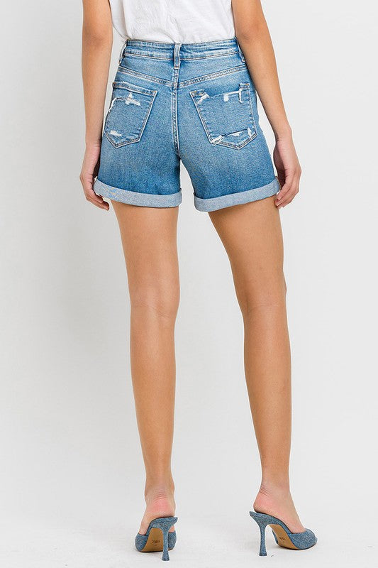 High Rise Double Cuff Shorts