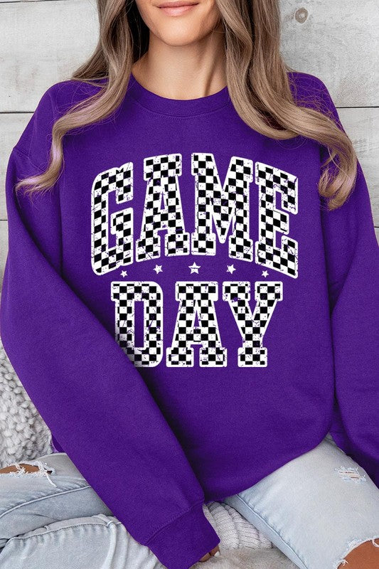 Checkered Game Day Graphic Fleece Sweatshirts