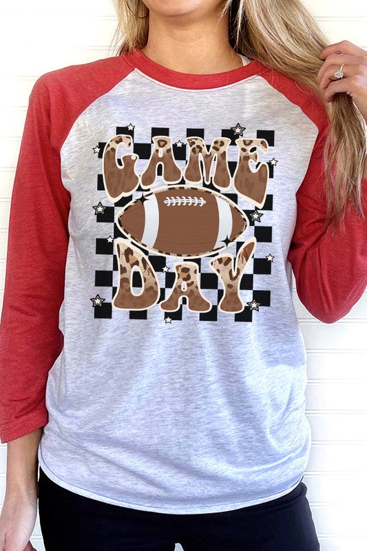 Football Checkered Game Day Graphic Raglan