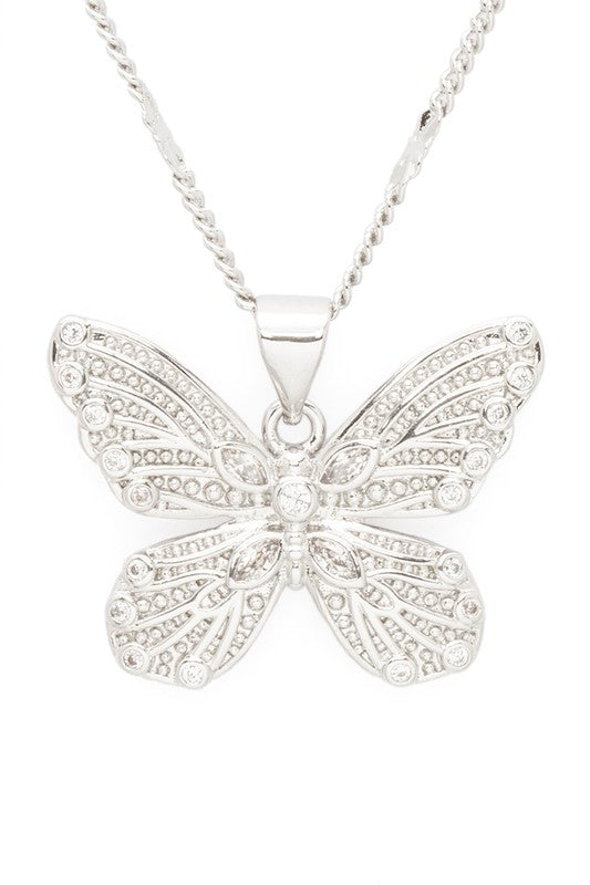 CZ Butterfly Pendant Necklace