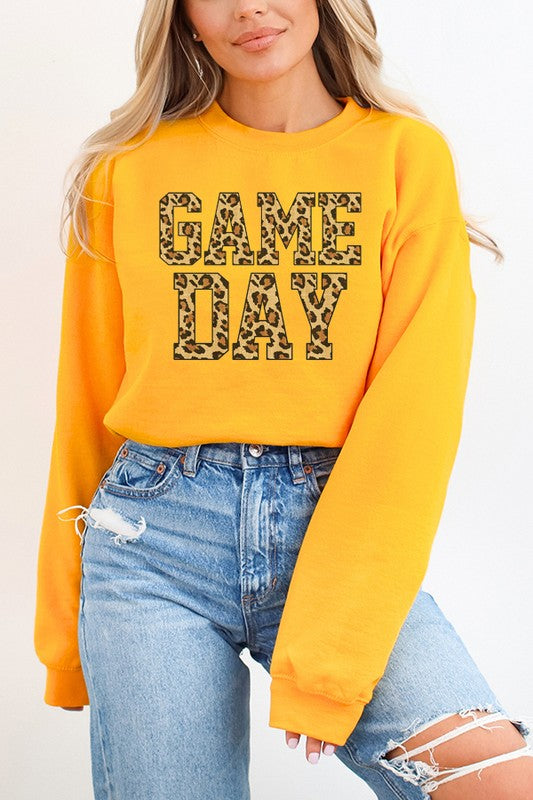 Fall Football Leopard Game Day Letters Sweatshirt