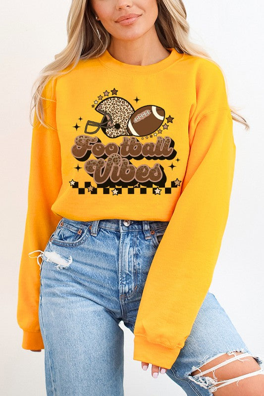 Fall Checkered Leopard Football Vibes Sweatshirt