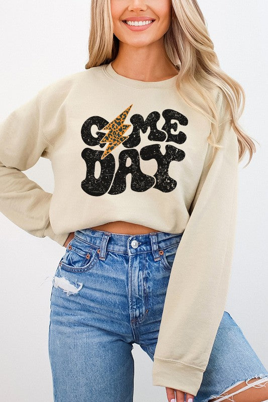 Football Gameday Leoaprd Bolt Fall Sweatshirt