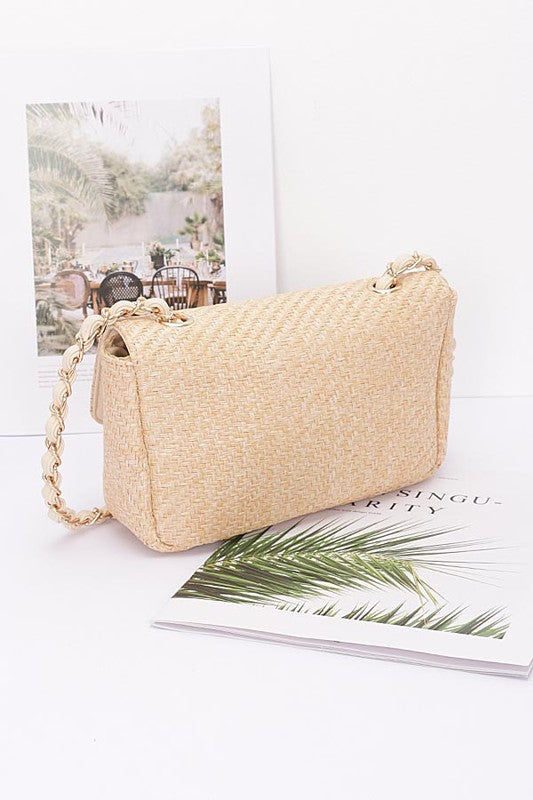 Straw Textured Shoulder Bag