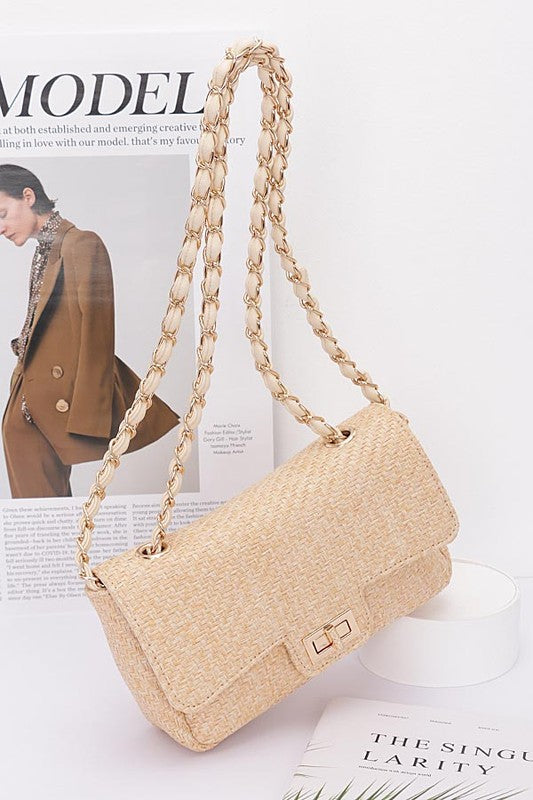 Straw Textured Shoulder Bag