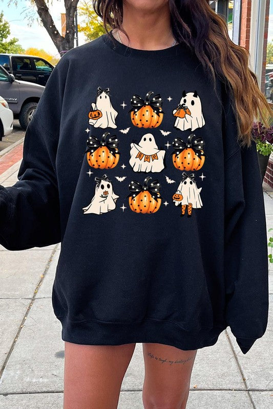 Cute Ghost Fall Pumpkin Graphic Fleece Sweatshirts