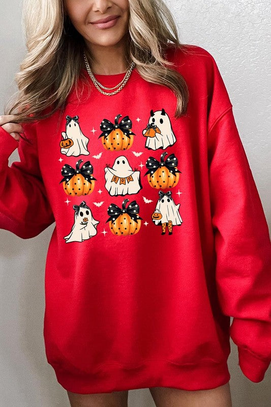 Cute Ghost Fall Pumpkin Graphic Fleece Sweatshirts