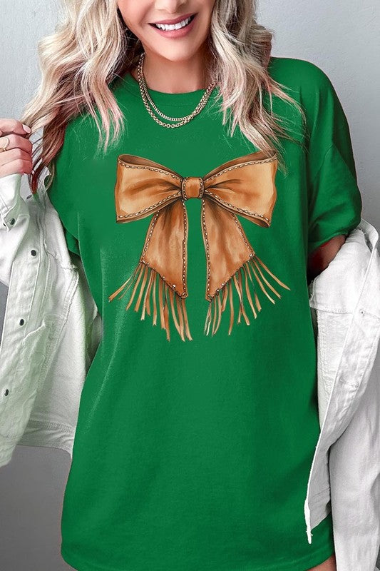 Western Cowgirl Bow Graphic Heavy Cotton Tee