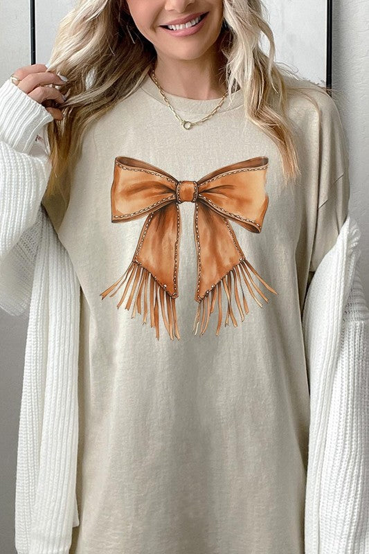Western Cowgirl Bow Graphic Heavy Cotton Tee