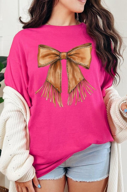 Western Cowgirl Bow Graphic Heavy Cotton Tee