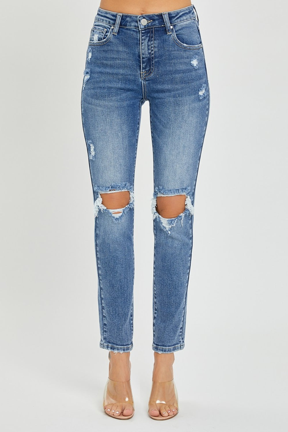 Risen Full Size High Rise Knee Distressed Skinny Jeans