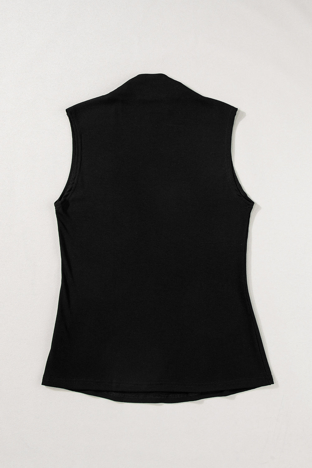 Black Solid Color Mock Neck Tank Top