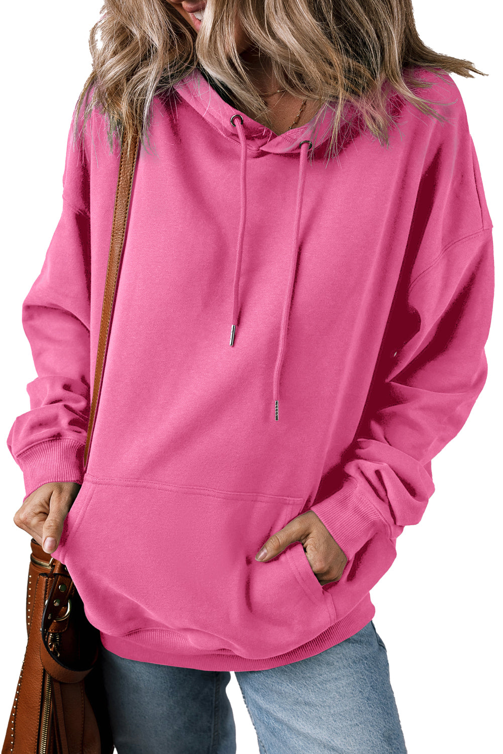 Light Grey Kangaroo Pocket Drawstring Oversized Hoodie