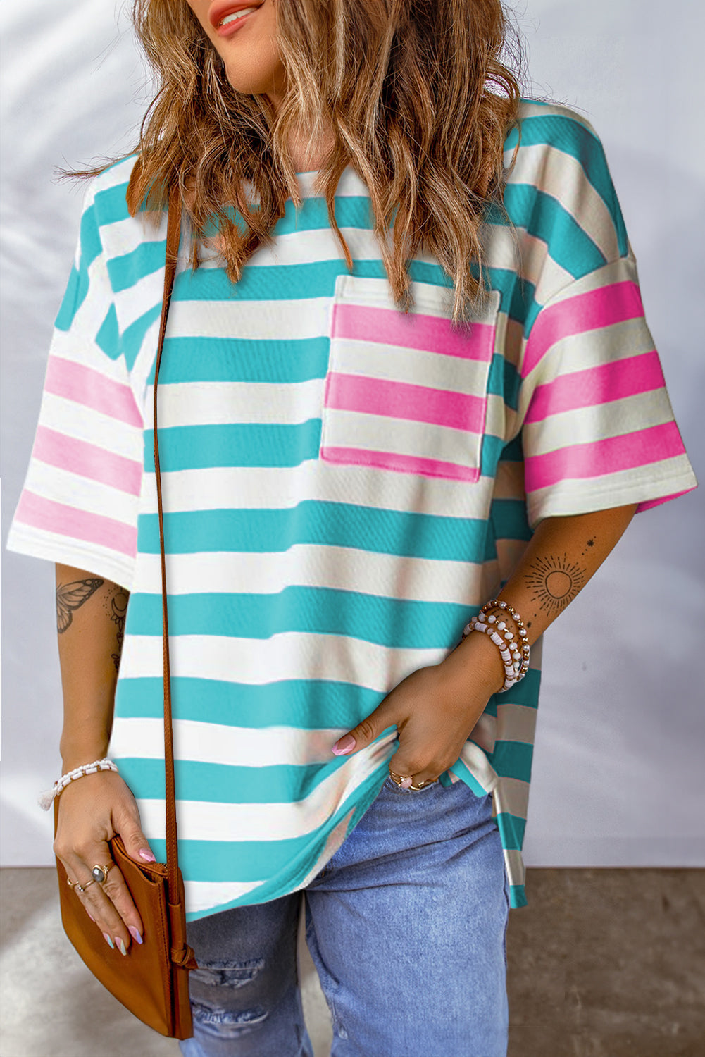 Striped Round Neck Half Sleeve T-Shirt