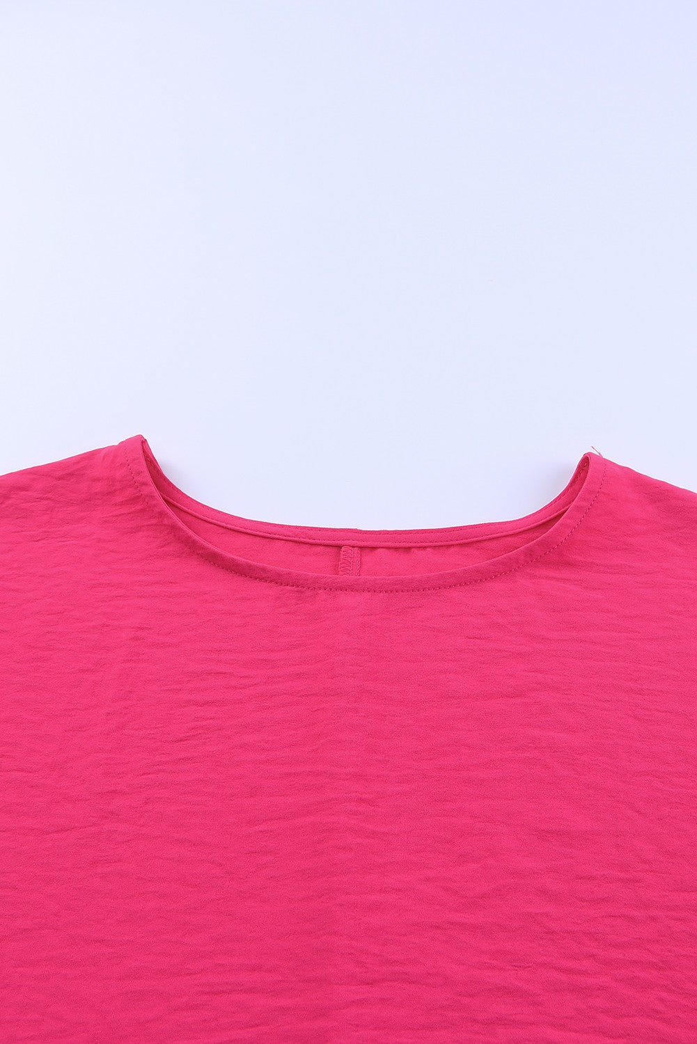 Pink Casual Shirred Cuffs Half Sleeve Blouse