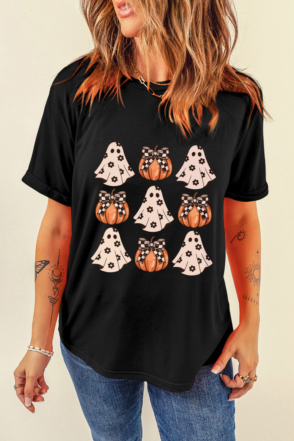 Halloween Graphic Round Neck Short Sleeve T-Shirt